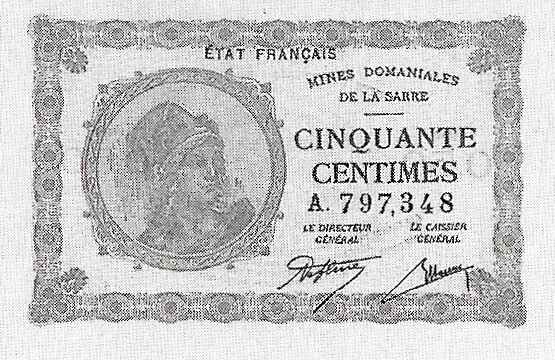 50 centimes Mines domaniales de la Sarre type 1920