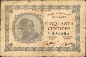 50 centimes Mines domaniales de la Sarre type 1920