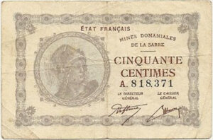 50 centimes Mines domaniales de la Sarre type 1920