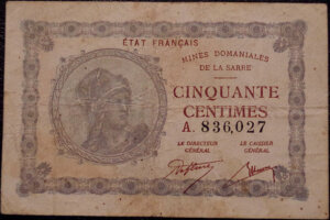 50 centimes Mines domaniales de la Sarre type 1920