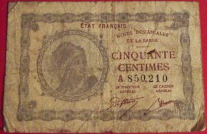 50 centimes Mines domaniales de la Sarre type 1920