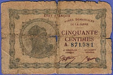 50 centimes Mines domaniales de la Sarre type 1920