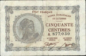 50 centimes Mines domaniales de la Sarre type 1920