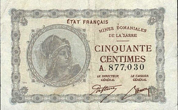 50 centimes Mines domaniales de la Sarre type 1920