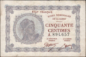 50 centimes Mines domaniales de la Sarre type 1920