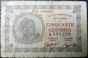 50 centimes Mines domaniales de la Sarre type 1920