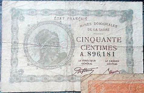 50 centimes Mines domaniales de la Sarre type 1920