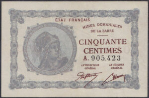 50 centimes Mines domaniales de la Sarre type 1920