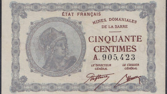 50 centimes Mines domaniales de la Sarre type 1920