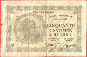 50 centimes Mines domaniales de la Sarre type 1920