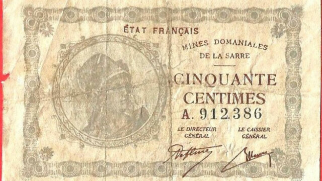 50 centimes Mines domaniales de la Sarre type 1920