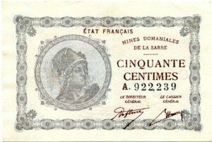 50 centimes Mines domaniales de la Sarre type 1920