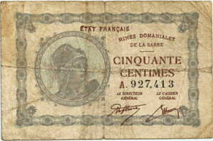 50 centimes Mines domaniales de la Sarre type 1920