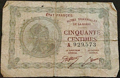 50 centimes Mines domaniales de la Sarre type 1920