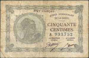 50 centimes Mines domaniales de la Sarre type 1920