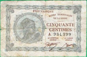 50 centimes Mines domaniales de la Sarre type 1920