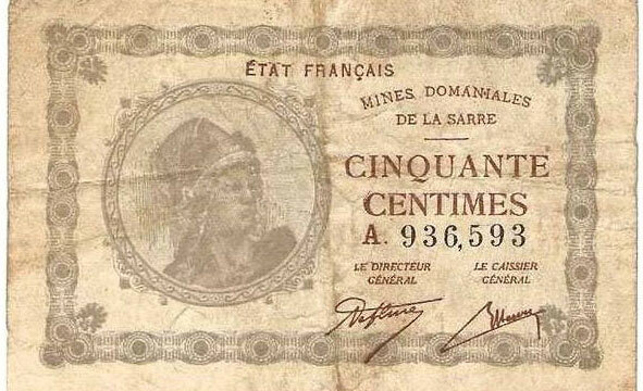 50 centimes Mines domaniales de la Sarre type 1920