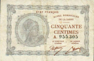 50 centimes Mines domaniales de la Sarre type 1920