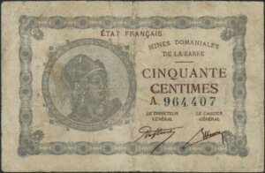 50 centimes Mines domaniales de la Sarre type 1920