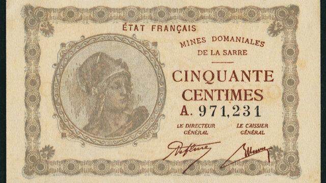 50 centimes Mines domaniales de la Sarre type 1920