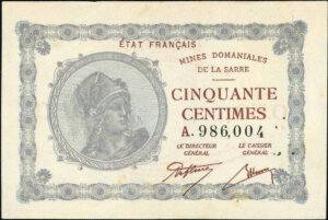 50 centimes Mines domaniales de la Sarre type 1920