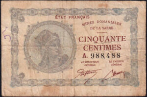 50 centimes Mines domaniales de la Sarre type 1920