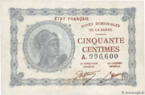 50 centimes Mines domaniales de la Sarre type 1920