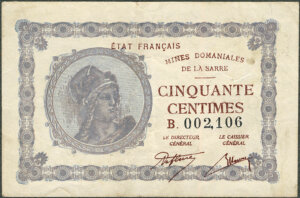 50 centimes Mines domaniales de la Sarre type 1920