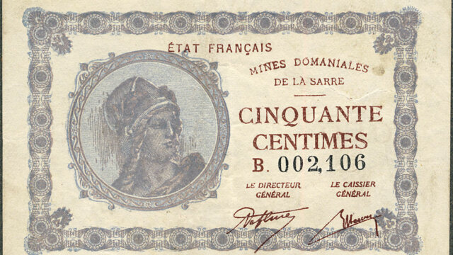 50 centimes Mines domaniales de la Sarre type 1920