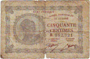 50 centimes Mines domaniales de la Sarre type 1920