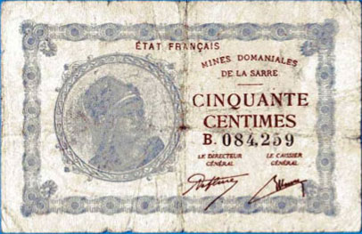 50 centimes Mines domaniales de la Sarre type 1920