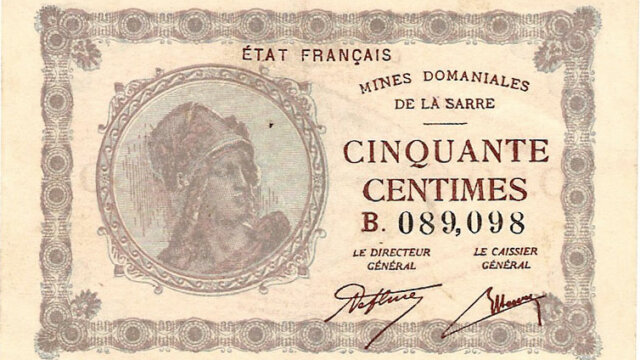 50 centimes Mines domaniales de la Sarre type 1920