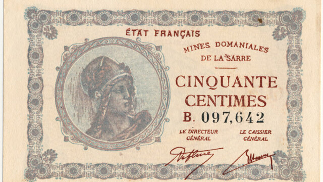 50 centimes Mines domaniales de la Sarre type 1920