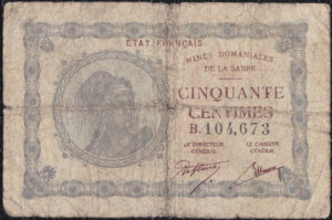 50 centimes Mines domaniales de la Sarre type 1920