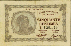 50 centimes Mines domaniales de la Sarre type 1920