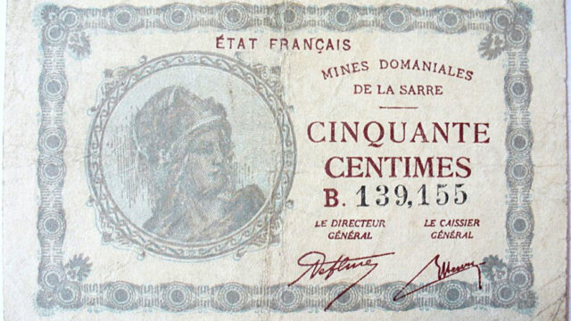 50 centimes Mines domaniales de la Sarre type 1920