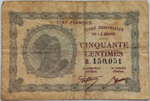 50 centimes Mines domaniales de la Sarre type 1920