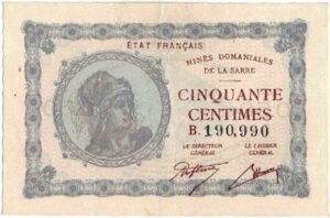 50 centimes Mines domaniales de la Sarre type 1920