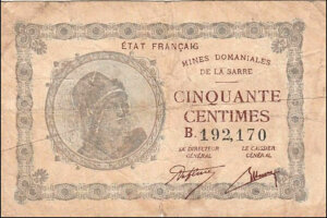 50 centimes Mines domaniales de la Sarre type 1920