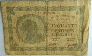 50 centimes Mines domaniales de la Sarre type 1920