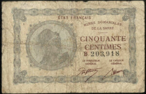 50 centimes Mines domaniales de la Sarre type 1920