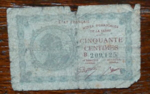 50 centimes Mines domaniales de la Sarre type 1920