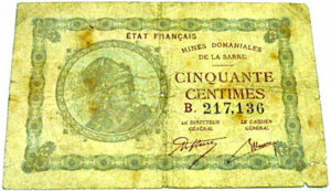 50 centimes Mines domaniales de la Sarre type 1920