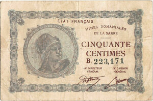 50 centimes Mines domaniales de la Sarre type 1920