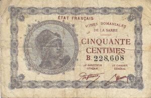 50 centimes Mines domaniales de la Sarre type 1920