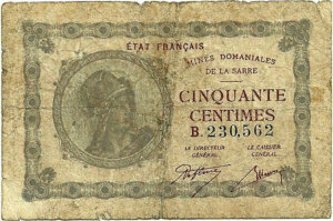 50 centimes Mines domaniales de la Sarre type 1920