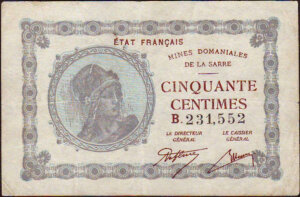 50 centimes Mines domaniales de la Sarre type 1920