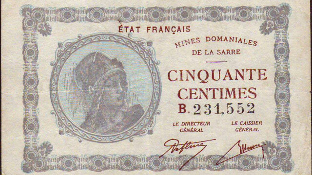 50 centimes Mines domaniales de la Sarre type 1920