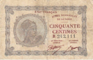 50 centimes Mines domaniales de la Sarre type 1920