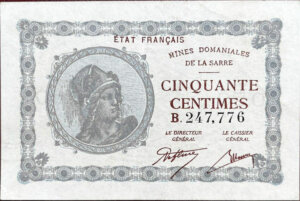 50 centimes Mines domaniales de la Sarre type 1920